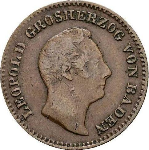 Аверс монеты - 1/2 крейцера 1848 года - цена  монеты - Баден, Леопольд