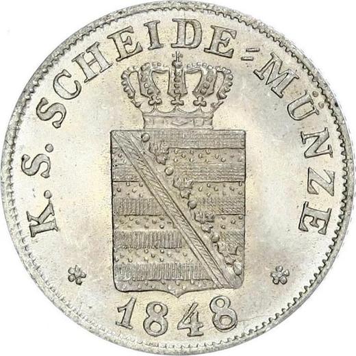 Аверс монеты - 2 новых гроша 1848 года F - цена серебряной монеты - Саксония-Альбертина, Фридрих Август II
