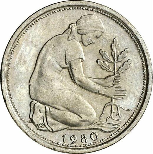 Реверс монеты - 50 пфеннигов 1980 года G - цена  монеты - Германия, ФРГ