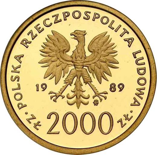 Аверс монеты - 2000 злотых 1989 года MW ET "Иоанн Павел II" - цена золотой монеты - Польша, Народная Республика