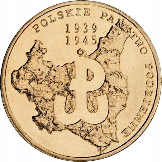 Реверс монеты - 2 злотых 2009 года MW "70 лет Польскому подпольному движению" - цена  монеты - Польша, III Республика после деноминации