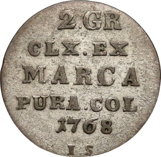 Rewers monety - Półzłotek (2 grosze) 1768 IS - cena srebrnej monety - Polska, Stanisław II August