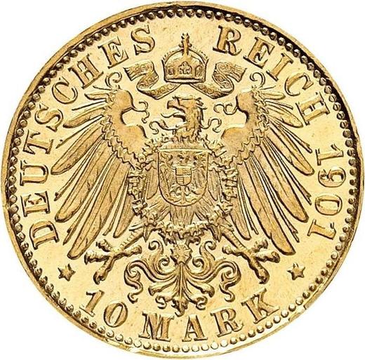 Reverso 10 marcos 1901 D "Bavaria" - valor de la moneda de oro - Alemania, Imperio alemán