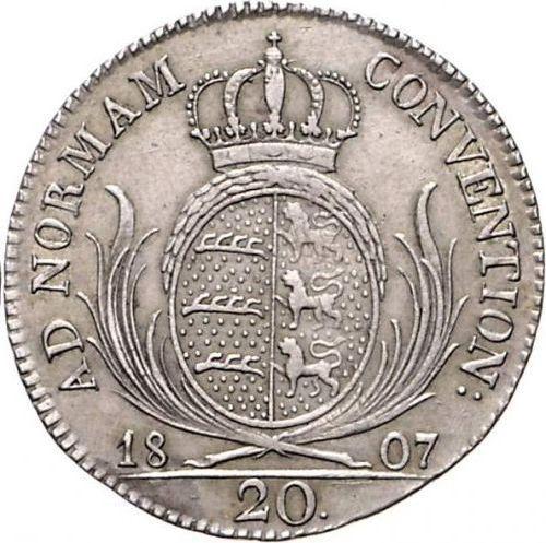 Rewers monety - 20 krajcarow 1807 I.L.W. - cena srebrnej monety - Wirtembergia, Fryderyk I