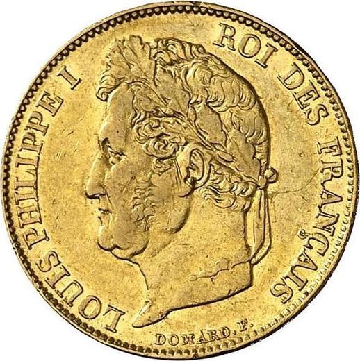 Obverse 20 Francs 1843 W "Type 1832-1848" Lille - France, Louis Philippe I