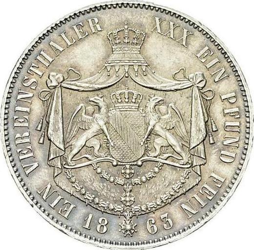 Reverso Tálero 1863 - valor de la moneda de plata - Baden, Federico I