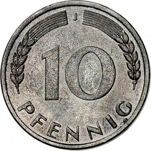 Аверс монеты - 10 пфеннигов 1950 года J Железо - цена  монеты - Германия, ФРГ