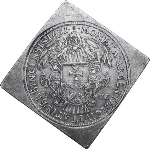 Reverse Thaler 1651 WVE "Elbing" Klippe - Silver Coin Value - Poland, John II Casimir