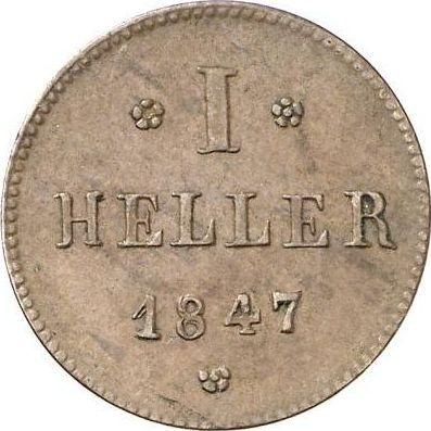 Rewers monety - 1 halerz 1847 "Typ 1837-1847" - cena  monety - Hesja-Darmstadt, Ludwik II