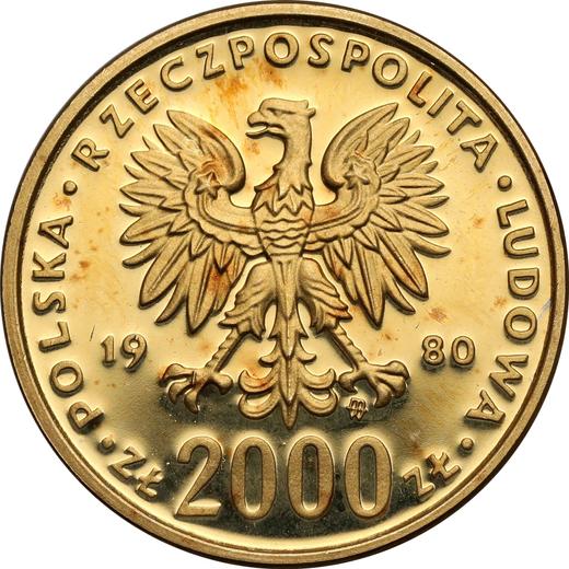 Аверс монеты - Пробные 2000 злотых 1980 года MW "Болеслав I Храбрый" Золото - цена золотой монеты - Польша, Народная Республика