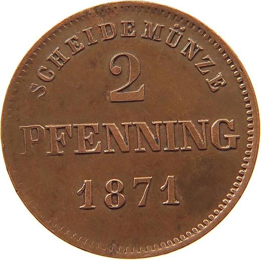 Реверс монеты - 2 пфеннига 1871 года - цена  монеты - Бавария, Людвиг II