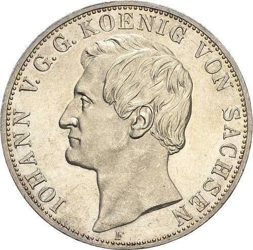 Аверс монеты - 2 талера 1858 года F - цена серебряной монеты - Саксония-Альбертина, Иоганн