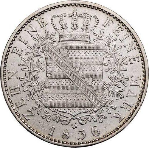 Rewers monety - Talar 1836 G - cena srebrnej monety - Saksonia-Albertyna, Antoni
