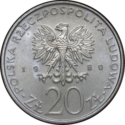 Аверс монеты - Пробные 20 злотых 1980 года MW "Лодзинское восстание 1905 года" Медно-никель - цена  монеты - Польша, Народная Республика