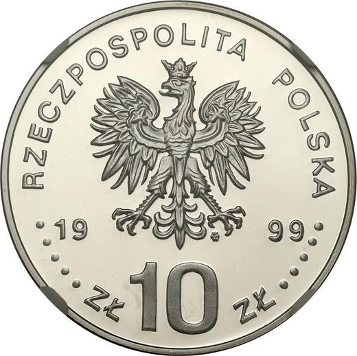 Anverso 10 eslotis 1999 MW ET "Vladislao IV Vasa" Retrato de medio cuerpo - valor de la moneda de plata - Polonia, República moderna
