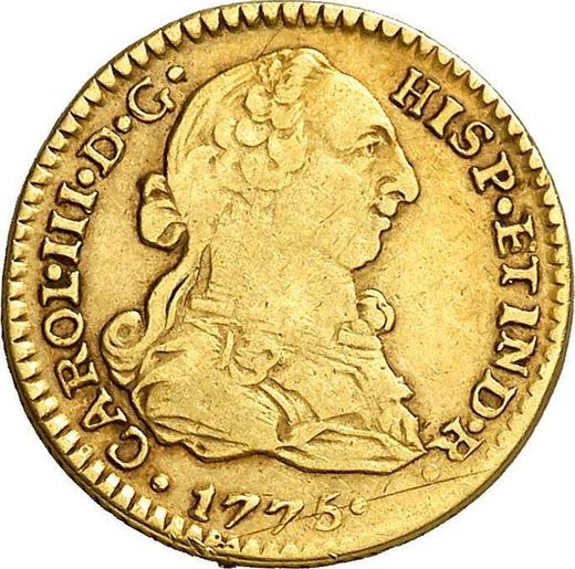 Аверс монеты - 1 эскудо 1775 года Mo FM - цена золотой монеты - Мексика, Карл III