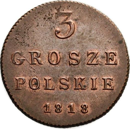 Rewers monety - 3 grosze 1818 IB "Długi ogon" - cena  monety - Polska, Królestwo Kongresowe
