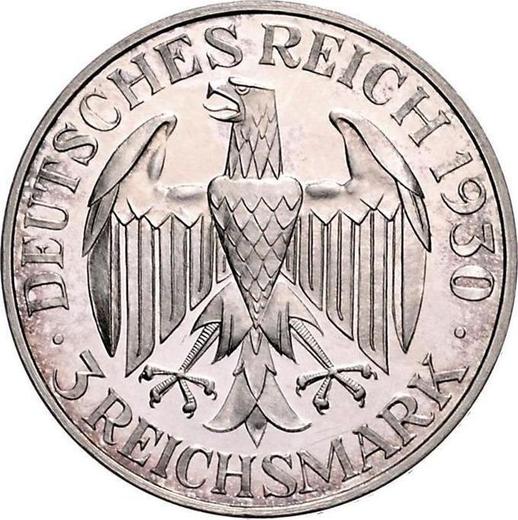 Awers monety - 3 reichsmark 1930 G "Zeppelin" - cena srebrnej monety - Niemcy, Republika Weimarska