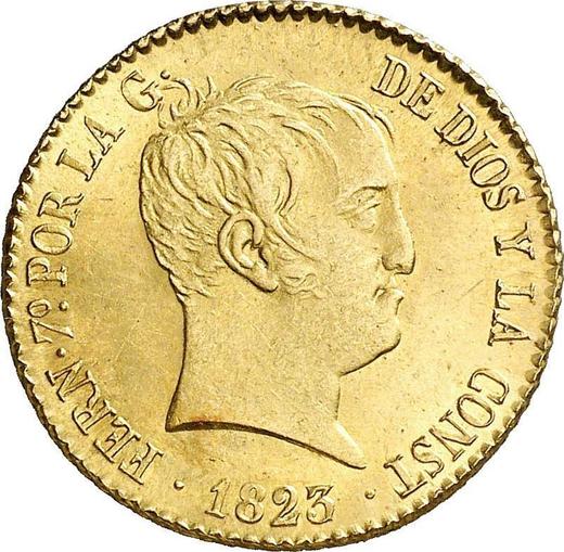Аверс монеты - 80 реалов 1823 года M SR - цена золотой монеты - Испания, Фердинанд VII