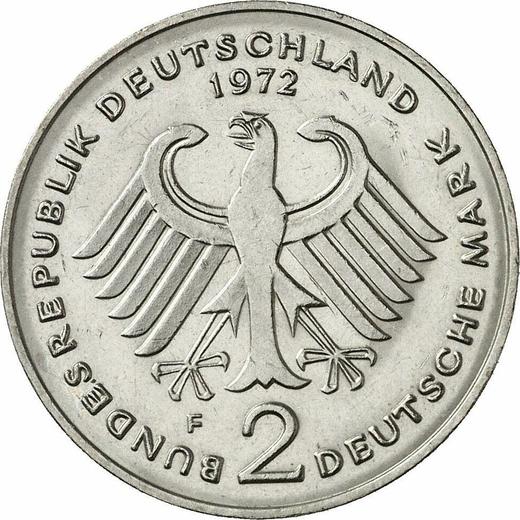 Реверс монеты - 2 марки 1972 года F "Теодор Хойс" - цена  монеты - Германия, ФРГ
