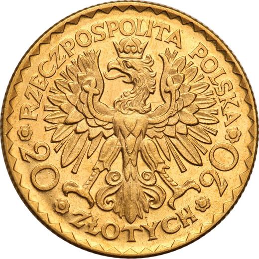 Reverso 20 eslotis 1925 "Boleslao I el Bravo" - valor de la moneda de oro - Polonia, Segunda República