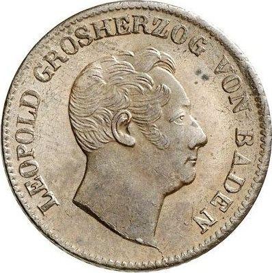 Аверс монеты - 1 крейцер 1851 года - цена  монеты - Баден, Леопольд