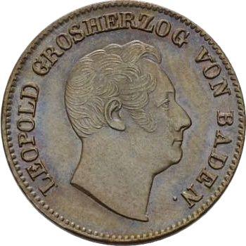 Аверс монеты - 1 крейцер 1848 года - цена  монеты - Баден, Леопольд