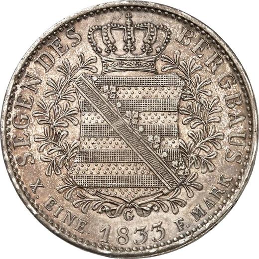 Rewers monety - Talar 1833 G "Górniczy" - cena srebrnej monety - Saksonia-Albertyna, Antoni