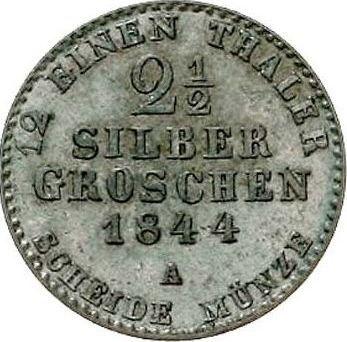 Reverso 2 1/2 Silber Groschen 1844 A - valor de la moneda de plata - Prusia, Federico Guillermo IV