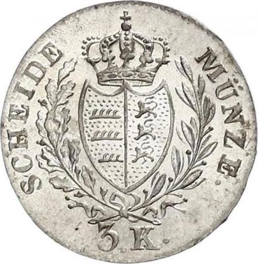 Reverso 3 kreuzers 1829 - valor de la moneda de plata - Wurtemberg, Guillermo I