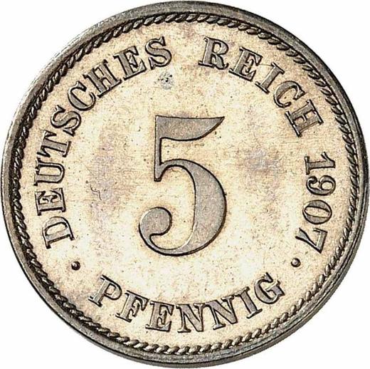 Аверс монеты - 5 пфеннигов 1907 года E "Тип 1890-1915" - цена  монеты - Германия, Германская Империя