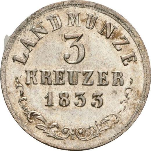 Reverso 3 kreuzers 1833 L - valor de la moneda de plata - Sajonia-Meiningen, Bernardo II