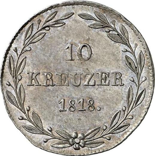 Reverso 10 Kreuzers 1818 W - valor de la moneda de plata - Wurtemberg, Guillermo I