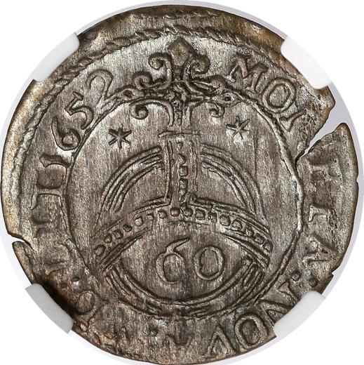 Аверс монеты - Полторак 1652 года "Литва" Надпись "60" - цена серебряной монеты - Польша, Ян II Казимир