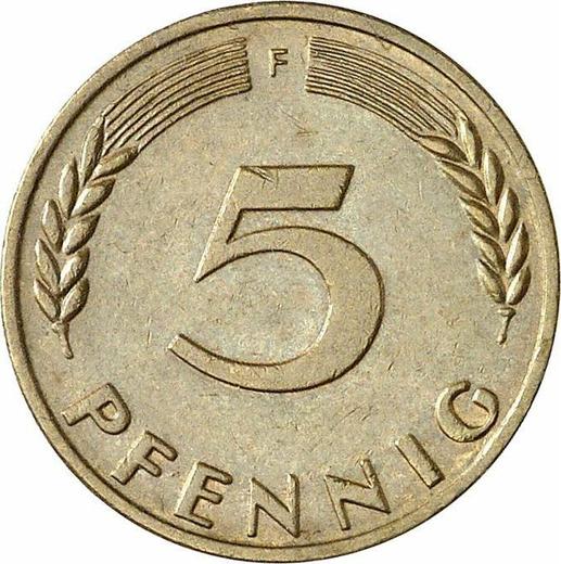 Аверс монеты - 5 пфеннигов 1967 года F - цена  монеты - Германия, ФРГ