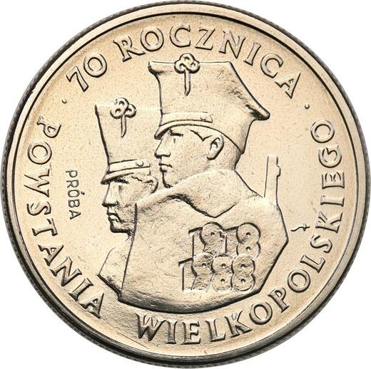 Rewers monety - PRÓBA 100 złotych 1988 MW "70 rocznica Powstania Wielkopolskiego" Nikiel - cena  monety - Polska, PRL