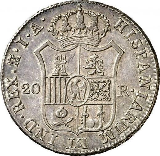 Реверс монеты - 20 реалов 1810 года M IA - цена серебряной монеты - Испания, Жозеф Бонапарт