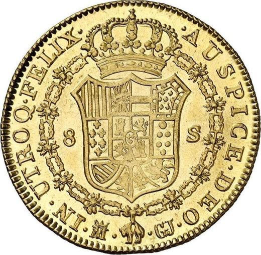 Revers 8 Escudos 1820 M GJ - Goldmünze Wert - Spanien, Ferdinand VII