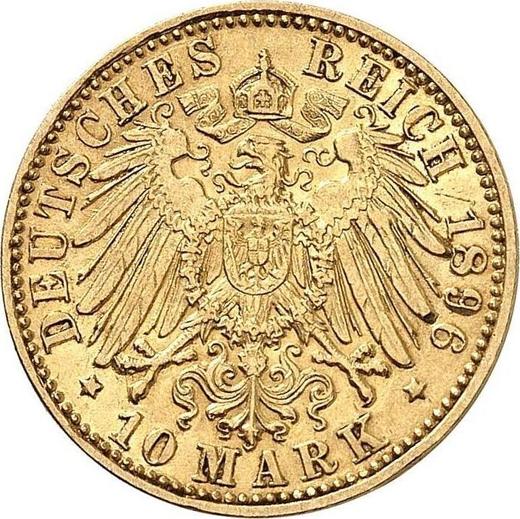 Реверс монеты - 10 марок 1896 года G "Баден" - цена золотой монеты - Германия, Германская Империя