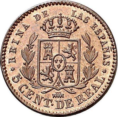 Реверс монеты - 5 сентимо реал 1859 года - цена  монеты - Испания, Изабелла II