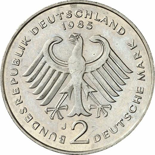 Reverso 2 marcos 1985 J "Konrad Adenauer" - valor de la moneda  - Alemania, RFA