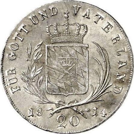 Реверс монеты - 20 крейцеров 1814 года - цена серебряной монеты - Бавария, Максимилиан I
