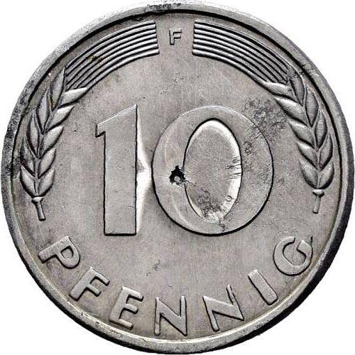 Аверс монеты - 10 пфеннигов 1950 года F Алюминий - цена  монеты - Германия, ФРГ