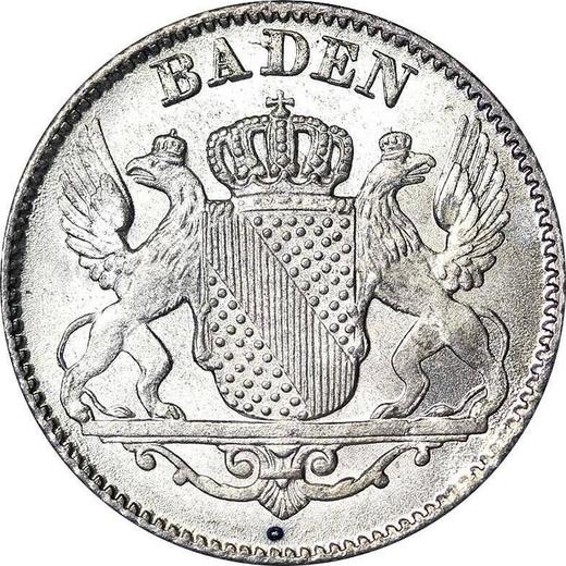 Аверс монеты - 6 крейцеров 1849 года - цена серебряной монеты - Баден, Леопольд