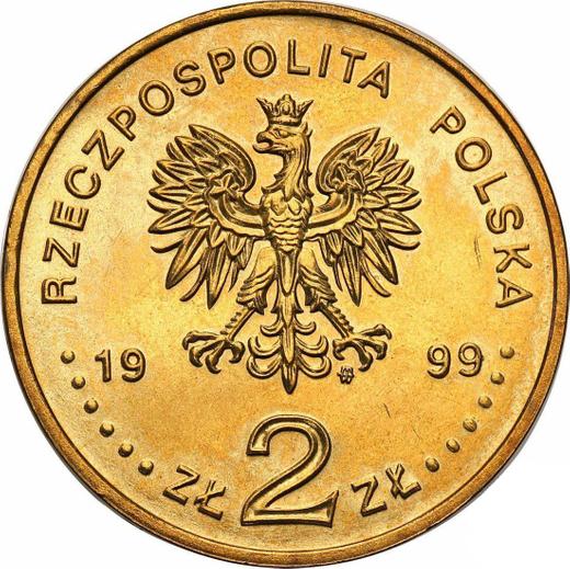 Аверс монеты - 2 злотых 1999 года MW ET "500-летие Яна Лаского" - цена  монеты - Польша, III Республика после деноминации