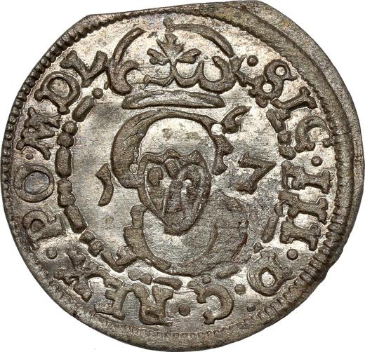 Аверс монеты - Шеляг 1617 года "Литва" - цена серебряной монеты - Польша, Сигизмунд III Ваза