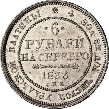 Reverso 6 rublos 1833 СПБ - valor de la moneda de platino - Rusia, Nicolás I