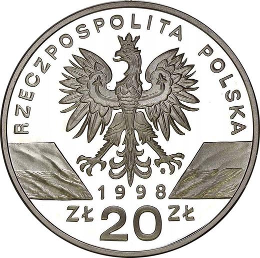 Аверс монеты - 20 злотых 1998 года MW ET "Камышовая жаба" - цена серебряной монеты - Польша, III Республика после деноминации