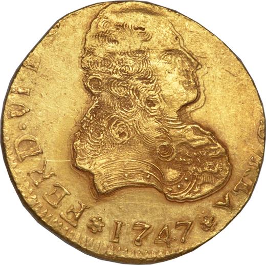 Anverso 8 escudos 1747 GG J - valor de la moneda de oro - Guatemala, Fernando VI