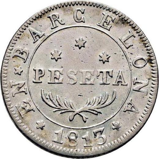 Rewers monety - 1 peseta 1813 - cena srebrnej monety - Hiszpania, Józef Bonaparte